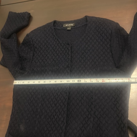 St. John 2 Pc Blue Knitted Wool Blend Dress w/Matching Long Jacket Sz 16 - Picture 6 of 17